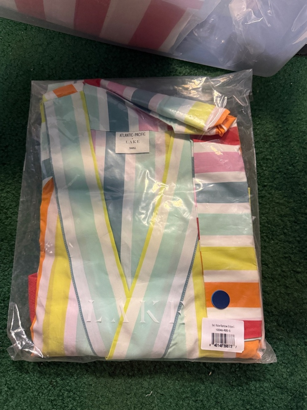 Lake Pajamas x Atlantic Pacific Bell Robe in Rainbow Stripe SZ Small new - Picture 5 of 5